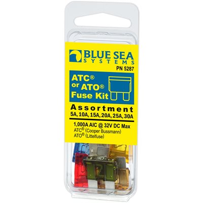 BLUE SEA SYSTEMS 5287 STANDARD SIZE AUTOMOTIVE STYLE ASSORTED ATC OR ATO FUSE KIT